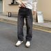 New Jacquard Full Print Jeans Men's Loose Straight Washed Casual Versatile Pants_viptrois.com