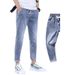 Light-Colored Jeans Loose Fit Men's Stretch Casual New Harem Trendy Brand Cropped Pants_viptrois.com
