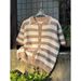 Hollow Knitted Jacquard Striped Contrast Color Short Sleeved Shirt Men's Summer Loose Casual Retro Jacket_viptrois.com