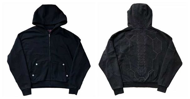 American Retro Trendy Ins Style Solid Color Deconstruction Zipper Hooded Loose Men's And Women's Autumn Long-sleeved Sweater_viptrois.com