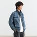 Men's American Retro Workwear Denim Jacket – Cleanfit Motorcycle Style, Heavyweight Cotton Blend, Bluish Wash (S-3XL)_viptrois.com