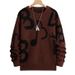 Men's Casual Round Neck Sweater - Trendy Loose Knit Pullover With Stylish Color Blocking For Autumn & Winter_viptrois.com
