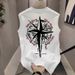Summer Lightweight Fitness Sports Top, European And American Trendy Brand, Loose-fitting Cross-print Sleeveless_viptrois.com