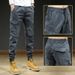 Men's Clothing Multi Pocket Classic Multi-Pocket Drawstring Cargo Pants - Stretchable Cotton Workwear In Grey, Khaki, Black, Army Green_viptrois.com