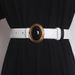 Obsidian belt Y family same style round buckle genuine leather girdle sweater jacket suit waist belt two layers of cowhide_viptrois.com