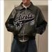 Men's Clothing Vintage Jacket American Streetwear Trend PU Leather Jacket Black Thick Loose Zipper Jacket Men_viptrois.com