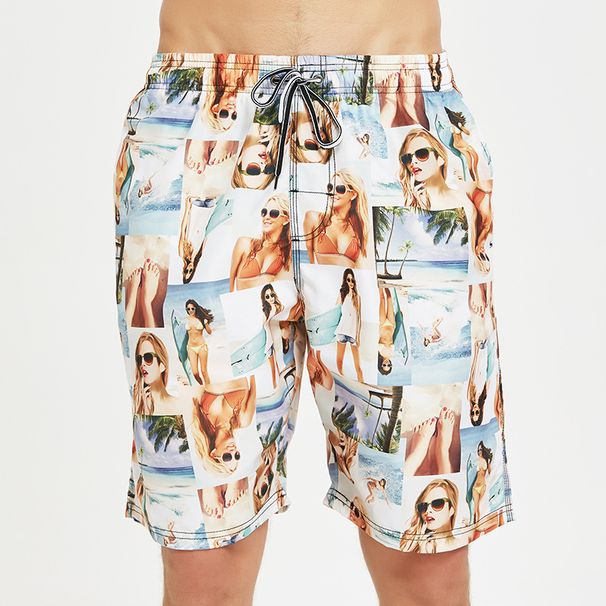 Men's Quick-Dry Loose Fit Beach Swimming 5/5 Length Swim Trunks Large Shorts_viptrois.com