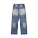 Men's Clothing High End Lightning Crack Washed Old Design Jeans Retro Loose Casual Trousers_viptrois.com