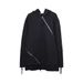 Dark Aesthetic Men's Hooded Zip-Up Sweatshirt With Asymmetrical Design, Fleece-Lined, Oversized Fit, Streetwear Fashion_viptrois.com