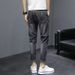 Men's Cropped Jeans Spring Summer Thin Slim Fit Stretch Skinny Korean Style Versatile Trendy Long Pants_viptrois.com