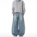 Men's Clothing & Archer0603 & American Style Blue Curved Blade Jeans For Men And Women, Washed, Three Dimensional Retro, Slimming Wide Leg Pants_viptrois.com