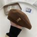 New Bear Cartoon Brown Woolen Beret Women Autumn And Winter Temperament Painter Hat For Men_viptrois.com