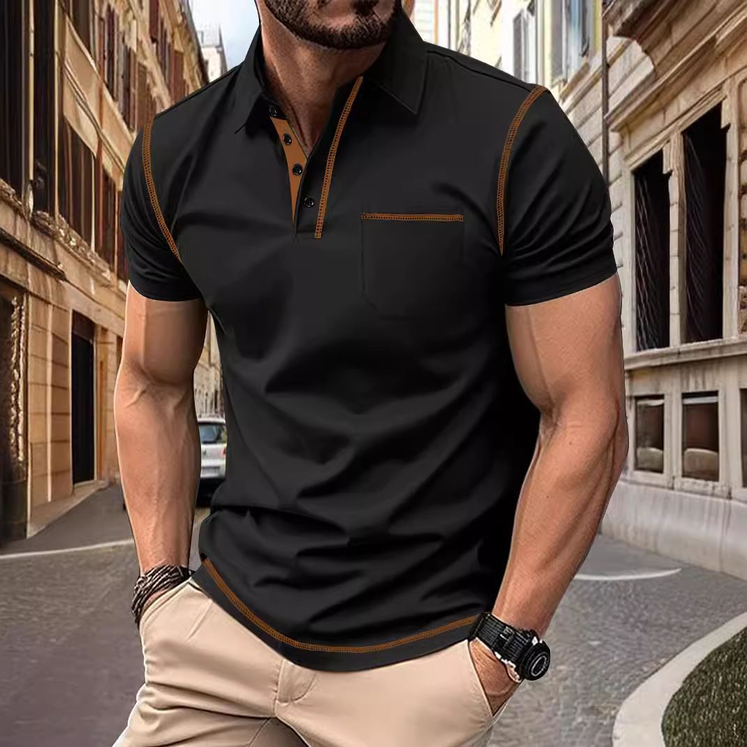 Men Polo Men Shirt Short Sleeve Polo Shirt Contrast Color Polo New Clothing Summer Streetwear Casual Fashion Men Tops_viptrois.com