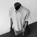 Men's Heavyweight Boxy Fit Short-Sleeve Polo T-Shirt – Structured Shoulder & Contrast Panels (Black/Heather Grey, Sizes M-3xl)_viptrois.com