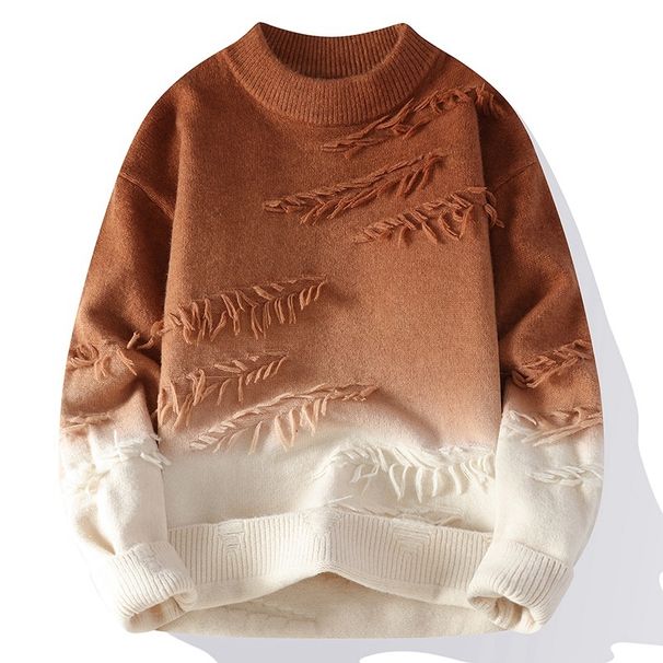 Men's Oversized Knit Sweater – Winter Distressed Pullover (Light Gray/Caramel/Dark Gray/Burgundy/Brown/Green, 165-190)_viptrois.com