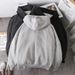 Men's Heavy-Duty Zip-Up Hoodie – Thick Fleece-Lined Work Sweatshirt For Construction & Outdoor Jobs (S-5XL, Black/Gray, Polyester)_viptrois.com