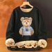 Men's Clothing Lambskin Round Neck Sweatshirt With Trendy Print And Velvet For Teenagers, Winter Warm Long Sleeved Jacket Top_viptrois.com