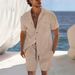 Men's Clothing Short Sleeved Collar Shirt Summer Thin Suit Casual Sportswear Shorts Shirt_viptrois.com