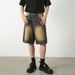 Men's Clothing Men's Loose Straight Denim Shorts Summer Retro Distressed Blue Versatile Hot Pants Trendy Brand_viptrois.com