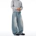 Men's Clothing & Archer0603 & American Style Blue Curved Blade Jeans For Men And Women, Washed, Three Dimensional Retro, Slimming Wide Leg Pants_viptrois.com