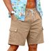 Men's Clothing Men's Summer Casual Workwear Shorts Loose Fit Skin Friendly Outdoor Sports Beach Multi Pocket Style Cotton Linen_viptrois.com