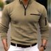 Autumn Polo Shirt Arm Zipper Men's Striped Long-sleeved Sports Top_viptrois.com