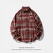 Monochrome Man- American Retro Plaid Long Sleeve Men Spring New Turn-Down Collar Pocket Shirt Textured Loose Couple Jacket For Women_viptrois.com