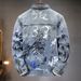 Men's Clothing new versatile men's jackets spring and autumn high end trendy brand graffiti print fitted denim jacket for men_viptrois.com