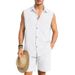 Men's Clothing Men's Summer Linen Suit Hawaiian Collared Sleeveless Shirt And Shorts Beachwear For Men For Formal & Casual_viptrois.com