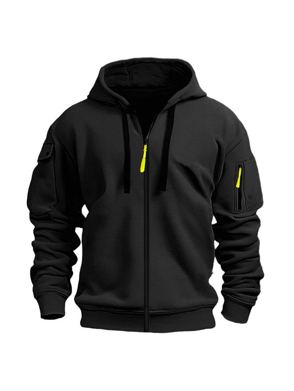 K Men's Hoodie With Zipper, Multiple Pockets, Embroidered Chest Badge, Cardigan, Sports And Casual Hoodie_viptrois.com