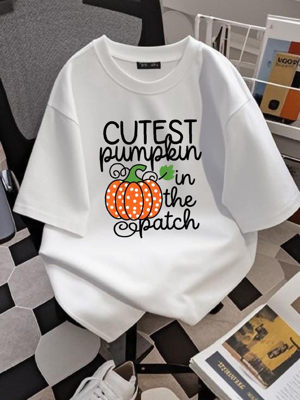 Cutest Pumpkin In The Patch Baby Girl Toddler Fall Halloween T-Shirt Streetwear Comfortable T-Shirt For Women Casual Graphic Designer Clothes Unisex Breathable Women Top Graphic Tees Summer Women Stretched Female Fashion Stylish Top For Everyday Wear_viptrois.com
