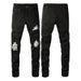 Men's Clothing Fashion Brand High Street Men's Slim Ripped Silver Patch Men's Jeans Men's Pants Small Feet_viptrois.com