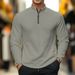 Pure Pure Cross-Border Independent Station Autumn Winter American Style Simple Casual Men's Loose Jacquard Stand Collar Half-Zip_viptrois.com