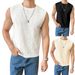 Men's Clothing Summer Men's New Solid Color Hollow Breathable Round Neck Casual Vest Sweater Men's Sleeveless Tops Men's Clothing_viptrois.com