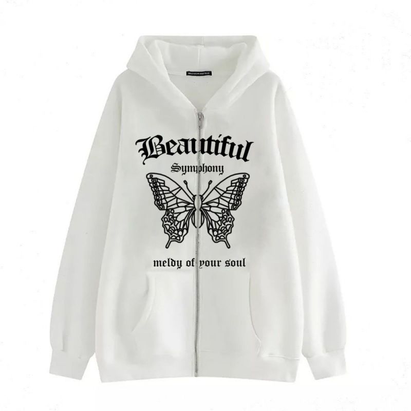 2023 Dark Gothic Style Cardigan Beautiful Butterfly Series Zipper Sweatshirt Street Fashion Hoodie_viptrois.com