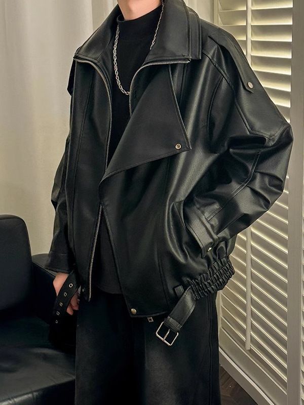 Men's Clothing Retro Niche Design Double Lapel Motorcycle Clothing High End Handsome Men Autumn And Winter_viptrois.com