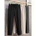 Men's Clothing Summer Thin Tapered All Match Drape Straight Trousers Men's Solid Color Trendy Drawstring Slim Fitting Non Iron Nine Point Casual Pants_viptrois.com