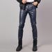 Men's Clothing Middle Men's Leather Pants Elastic Slim Fashion Moisture Proof White Dance Performance Bar Net Red Hair Salon Leather Pants_viptrois.com