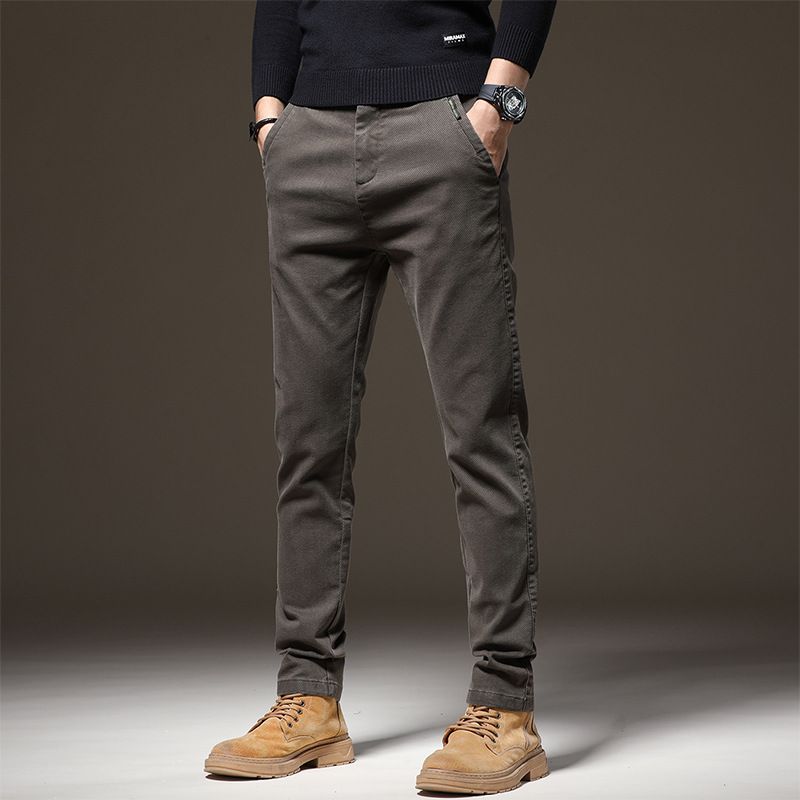 Men's Casual Suit Pants High End Slim Fit Business Tailored Hong Kong Trendy Brand Black Spring Autumn New Style_viptrois.com