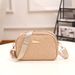 Women's Shoulder Bag - New Quilted Embroidery Crossbody Bag With Metal Accents & Solid Color Strap, Casual Square Camera Purse_viptrois.com