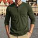 Cross-border Large-size American Men's Autumn Stretch Colored Cotton Casual Retro Simple Loose Henry Shirt Long-sleeved T-shirt_viptrois.com