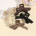 Korean Melange Color Minimalist Bowknot Hair Clip - Asymmetric Design Premium Matte Updo Shark Claw Clip_viptrois.com