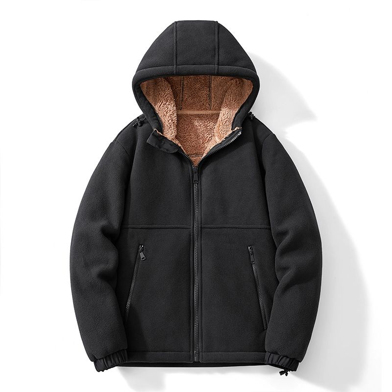 Men's Heavyweight Fleece Zip-Up Hoodie – Sherpa-Lined Winter Jacket For Outdoor & Casual Wear (Black, Caramel, Blue, Green, Red)_viptrois.com
