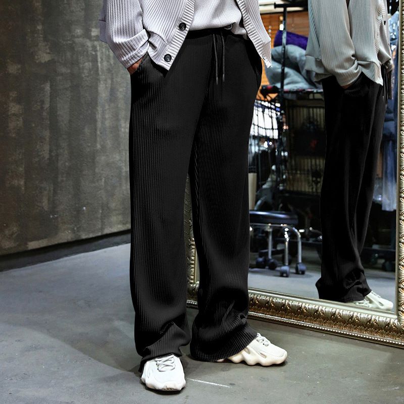 Men's Clothing Spring And Autumn Men's Casual Trousers Loose Straight Pants Drape High Waist Wide Leg Pants_viptrois.com