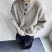 American Style Henley Collar Sweater For Men, Spring And Autumn Lazy Style, High-End Knitted Sweater, Cleanfit Jacket_viptrois.com