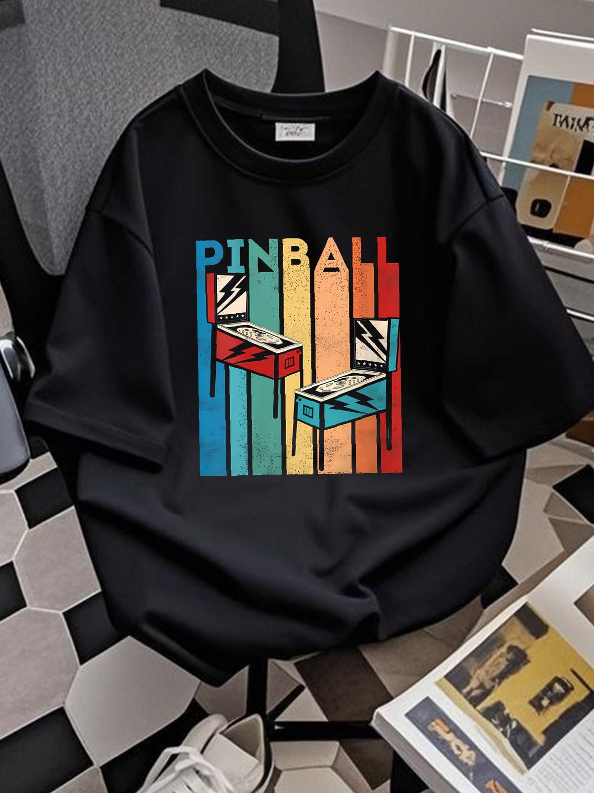 Pinball Retro Vintage Multiball Pinball Machine Arcade Game Unisex T-shirt Versatile Casual Soft Stylish Summer Designer Clothes Homme_viptrois.com