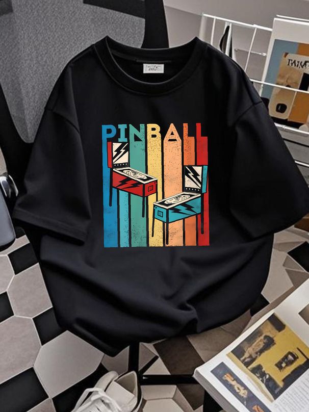 Pinball Retro Vintage Multiball Pinball Machine Arcade Game Unisex T-shirt Versatile Casual Soft Stylish Summer Designer Clothes Homme_viptrois.com