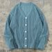 Men's Clothing Striped Solid Color Sweater Autumn/winter Style Lazy Style, Versatile Retro Striped Knit Cardigan - Unisex Oversized Sweater (Blue)_viptrois.com