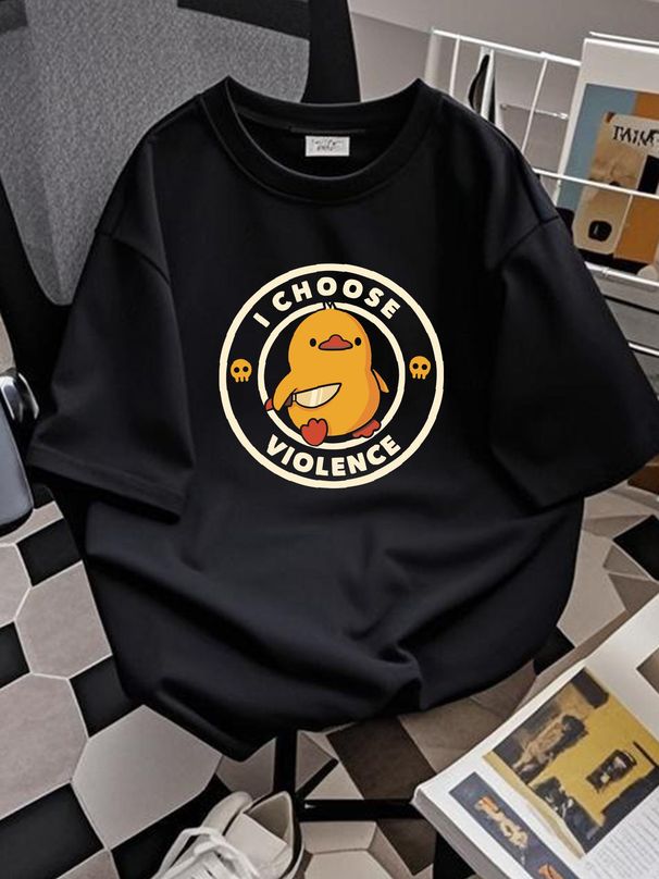 I Choose Violence Funny Duck Sayings Duck Animals T-Shirt S-5XL Graphic Versatile Stretched Unisex Fashion Comfortable Designer Clothes Summer_viptrois.com