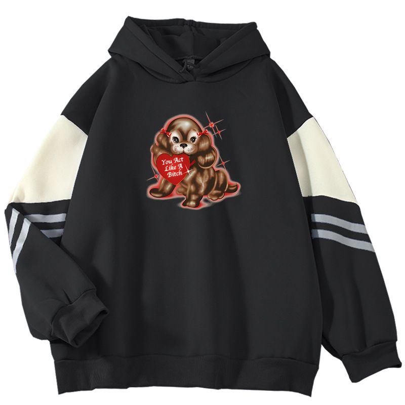 American Style Color Block Sweatshirt For Men Loose Fit You Act Like A Bitch Pullover Jacket_viptrois.com